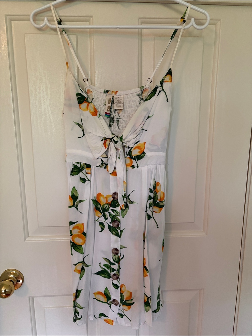 Mimi Chica White Sundress with Yellow & Green Floral Print